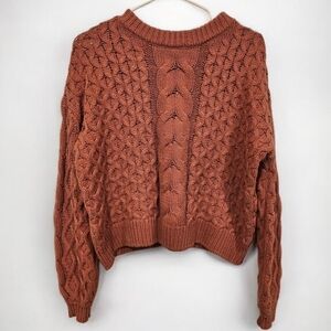 Moon & Madison Women's Cable Knit Sweater - Rust-Size M